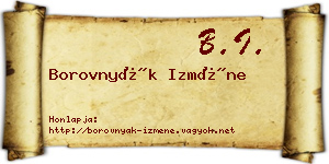 Borovnyák Izméne névjegykártya